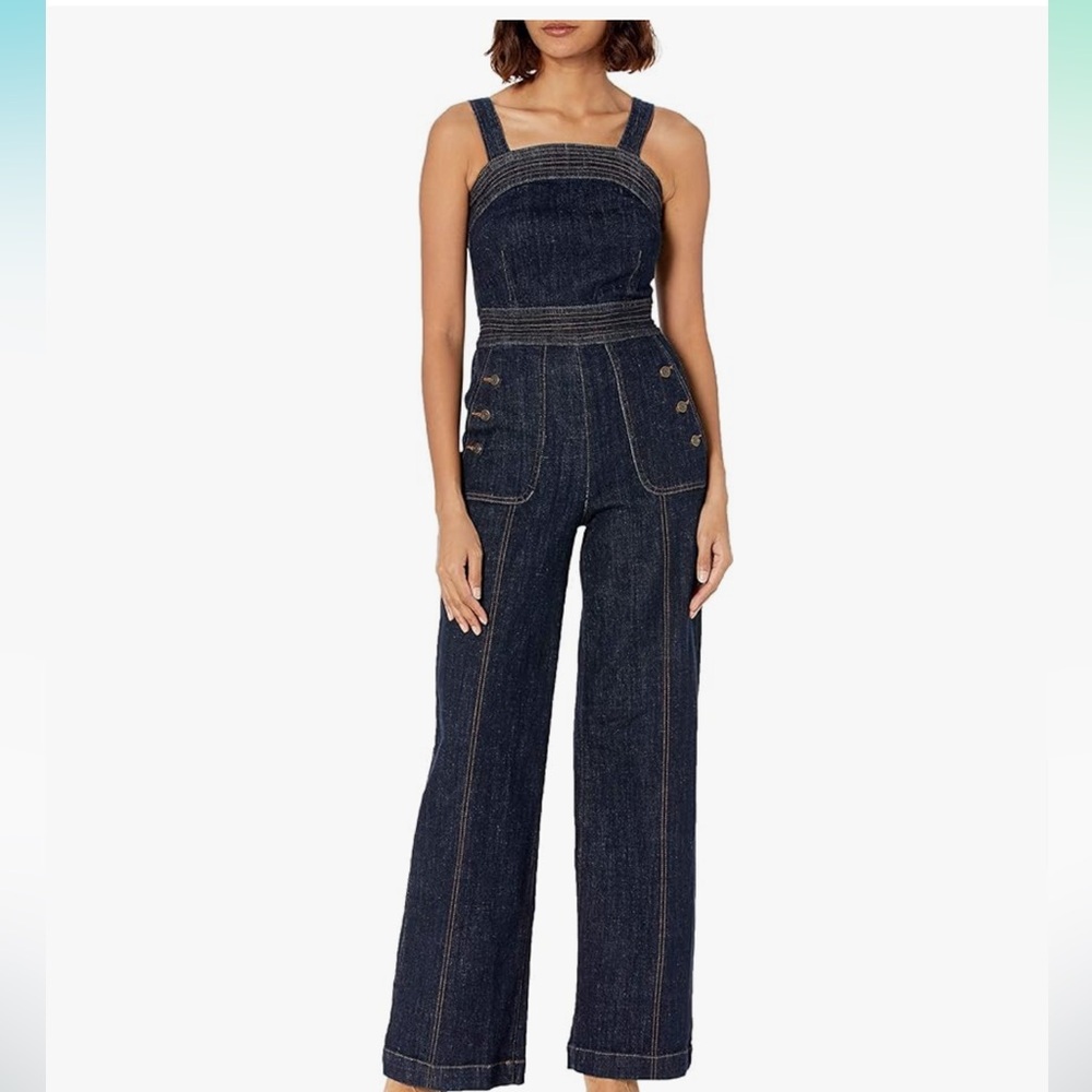🆕 Ella Moss Indigo Wide Leg Denim Jumpsuit Size 27
